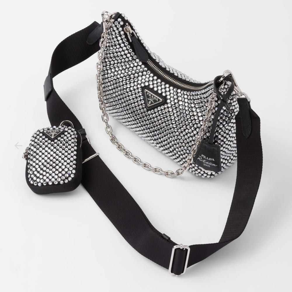 Prada Re-Edition 2005 Satin Bag with Crystals Prada Crystal Bag